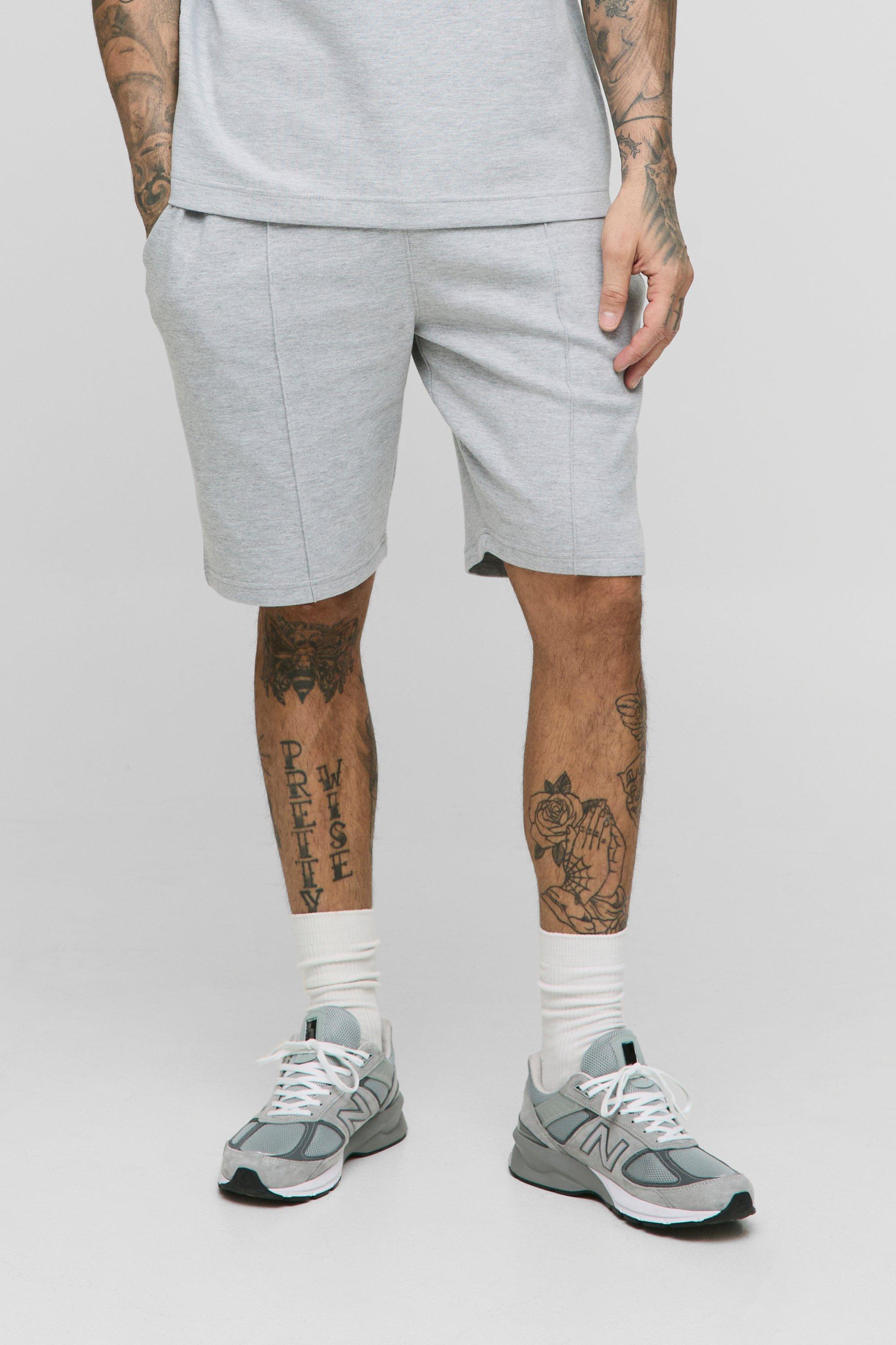 Mens Grey Tall Regular Fit Interlock Shorts, Grey